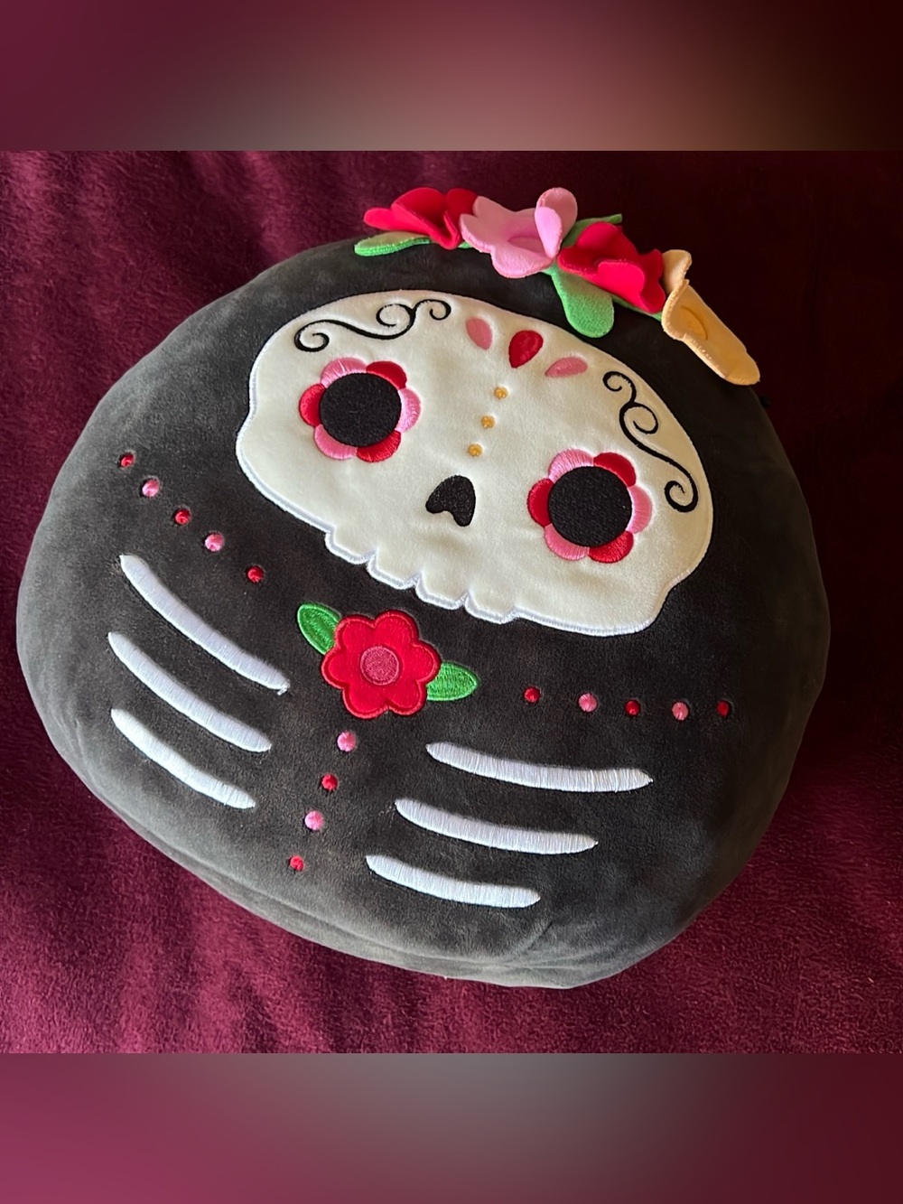 Squishmallows Anessa Day Of the Dead Suger Skull Plush Dark Gray Stuffed Toys